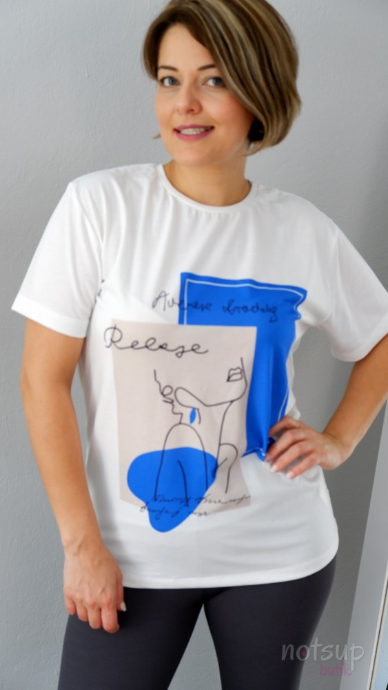 Beyaz Sıfır Yaka Tshirt